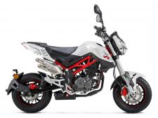 New 2019 BENELLI TNT135 WHITE A compact 47.8-inch wheelbase sets the tone with a minimal subframe and dinky tires with a 13-horsepower plant that drives the fun with plenty of grunt to pull off all your fancy tricks and whatnot. This pit bike really toes the genre line quite nicely with all the appropriate flavors and attitude.