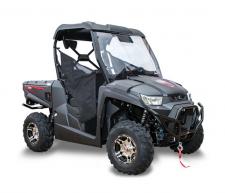 New 2018 KYMCO UXV 450I LE PRIME MATTE BLACK Built for hard play and serious work, the overachieving and optioned-up midsized UXV 450i Prime’s premium standard equipment includes: black and silver aluminum 12” alloy wheels; 3,000lb. NuJet winch; hard top; windshield; Elka Shocks Stage 1; front and rear bumpers. The KYMCO UXV 450i Prime leads with its 443cc compact engine with EFI, and it all fits inside the bed of most full-sized pickup trucks. Additional standard features are: bench seat; tilt steering wheel; 440-lb. bed capacity; gas-assist rear dump bed; built-in tailgate storage box for gloves and tools; dual beverage holder; standard 2″ receiver; shifter gate to ensure proper gear selection. The outstanding ground clearance and class-leading front and rear independent suspension provide this Prime big-boy sure-footed handling. For rough and rugged terrain, shift from 2WD to 4WD—with differential lock—for a maximum drive. Available in Matte Black.