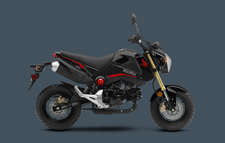 New 2015 HONDA GROM BLACK The Honda Grom has probably put smiles on more people’s faces than just about anything in the recent motorcycle world. And it’s easy to see why: This little pocket rocket may only displace 125cc, but its fun factor is off the charts. It’s a blast to ride—you get all the excitement and freedom of a motorcycle, but because it’s so user friendly and approachable there’s just about zero intimidation. Best of all, some fresh new graphics and colors make the 2015 Grom even cooler.
And the Grom makes ton of sense when it comes to dollars and cents too: You can run it on pocket change, and you can park it just about anywhere too.
So what are you waiting for? Life on Planet Grom is a whole lot more fun than where you’re living now. And the best part is there’s a Grom with your name on it, waiting for you.