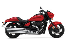 New 2017 SUZUKI BOULEVARD M90 CANDY DARING RED The Suzuki Boulevard M90 is a muscle cruiser with sleek, yet powerful styling that includes slash-cut mufflers, a hard-tail look, and drag-style bars. The distinctively shaped headlight nacelle presents a look that’s uniquely Suzuki. Wherever you ride, the M90 offers responsive handling and an exceptionally comfortable ride, thanks to its inverted forks, smooth, single-shock rear suspension and ideally designed saddle. Its 90-cubic-inch V-twin engine with Suzuki fuel injection punches out tremendous torque and exhilarating acceleration from idle to redline.