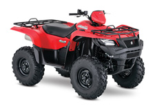 New 2017 SUZUKI KINGQUAD 500AXI POWER STEERING FLAME RED The 2017 Suzuki KingQuad 500AXi Power Steering boasts the same advanced technology as the extraordinary KingQuad 750AXi. It’s engineered to help you tackle tough trails and tougher jobs. Its innovative, electronic power steering system reduces turning effort and damps vibration to the rider. The 500AXi Power Steering power plant features a precise Suzuki fuel injection system and twin iridium spark plugs ensure easy starting, excellent throttle response, great fuel efficiency, and reduced emissions. The advanced chassis lets you float over rough obstacles with ease while still being able to haul or tow what you need to get the job done.