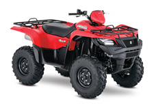 New 2017 SUZUKI KINGQUAD 750AXI FLAME RED aking advantage of Suzuki’s three-decades-plus experience with four-wheelers, the 2017 Suzuki KingQuad 750AXi is designed for phenomenal performance on the trail or on the job. Its fuel-injected engine features a twin-spark-plug cylinder head with iridium, projection-type spark plugs, and refined intake and exhaust cam profiles for quick starting in cold weather and smooth, strong overall performance. The KingQuad’s advanced chassis lets you float over rough obstacles with ease while still being able to haul or tow what you need to get the job done