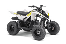 New 2017 YAMAHA RAPTOR 90 WHITE Stepping It Up – Electric start, reverse and true Raptor styling ensure the Raptor 90 will grab the attention of riders 10‑years‑old and up.