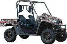 New 2017 KYMCO UXV 700I CAMO The outdoorsman’s version of the UXV 700i, the 700i Camo is powered by the same 695cc, fuel-injected engine as its cousin. It also comes standard with push-button on-demand 2WD/4WD and a CVT automatic transmission with differential lock. Independent dual A-arms handle the suspension and stopping power comes from hydraulic disc brakes. With a 1,200 pound towing capacity and a 420-pound tilting cargo bed, the UXV 700i Camo with its True Timber New Conceal paint is the perfect vehicle for forest or field. Amenities include a digital instrument display, 12-volt DC outlet, under hood locking glove box and beverage holders.