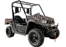 New 2017 KYMCO UXV 700I LE EPS CAMO Powered by our 695cc fuel-injected and liquid-cooled 4-stroke, 4 valve engine, the UXV 700i LE 4×4 features push button, on-demand 2WD/4WD, an CVT automatic transmission with differential lock, electronic power steering, independent dual A-arm suspension front and rear, hydraulic disc brakes, front and rear, a 12-volt DC outlet and a 3,000 pound winch. Like all KYMCO UXV models, it comes standard with a 420-pound tilting cargo bed, 2-inch receiver hitch, under hood locking glove box, under seat storage and dual beverage holders. Twenty-six inch tires and aluminum alloy wheels with True Timber New Conceal Camo paint completes the package.