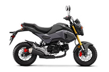 New 2017 HONDA GROM MATTE GRAY METALLIC If you—and about three-quarters of the planet—thought the Honda Grom was cool before, check out the new 2017 version! The first thing you’ll notice is the new, aggressive bodywork and rad new colors. Then pay some attention to the new headlight—its LED design not only looks fresh, but it works great too. There’s a new two-tier seat, a more defined tail section, and a new low-mount muffler design.