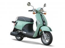 New 2018 KYMCO COMPAGNO 110I If style were electricity the KYMCO Compagno 110i would light up all of Tampa Bay; retro, small chassis, low seat, twist-and-go automatic, 70 miles and smiles per gallon.
The KYMCO Compagno 110i is KYMCO’s smart small scooter with the high styling of classic scooter aesthetics. The affably affordable and technologically advanced package of the Compagno 110i features EFI, fold-out passenger footrests, speedometer, odometer, fuel gauge and clock, under-seat storage, plus a glovebox and backpack/helmet hook. The Compagno 110i has a low 29-inch seat height to provide riders of all leg lengths a comfortable, flat-footed stance when stopped, and a low step-through floor for ultra-easy get-on access, and, of course, has a twist-and-go automatic. The Compagno 110i also features a nifty four-way key: ignition on/off, gas cap lock, under-seat lock, fork lock, The Campagno is techno yet retro, and is available in Light Green, Matte Black, Matte White.