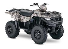 New 2018 SUZUKI KINGQUAD 500 AXI POWER STEERING CAMO The 2018 Suzuki KingQuad 500AXi Power Steering boasts the same advanced technology as the extraordinary KingQuad 750AXi. It’s engineered to help you tackle tough trails and tougher jobs. Its innovative, electronic power steering system reduces turning effort and damps vibration to the rider. The 500AXi Power Steering power plant features a precise Suzuki fuel injection system and twin iridium spark plugs ensure easy starting, excellent throttle response, great fuel efficiency, and reduced emissions. The advanced chassis lets you float over rough obstacles with ease while still being able to haul or tow what you need to get the job done.
For the true outdoor enthusiasts, the KingQuad 500AXi Power Steering is offered in True Timber camouflage to help you blend in when you don’t want to be seen.