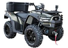 New 2018 KYMCO MXU 700I HUNTER Happy hunters choose the new MXU 700i LE Hunter, outfitted with black aluminum 14” alloy wheels with 26” tires; factory-installed 3,000lb. winch; Electronic Power Steering (EPS); brush guards; ATV gear grips; and an ATV rear box. Based on KYMCO’s championship-winning MXU 700i, the Hunter conquers fields and streams with its exclusive package of performance. Scope out the 695cc, fuel-injected, liquid-cooled, 4-stroke, 4-valve, engine, and push-button, on-demand, 2WD/4WD, driven by an automatic CVT transmission with H-L-N-R-P drive modes. Dual A-arm suspension is at each corner, and stopping is provided by dual-disc front brakes and shaft-mounted disc rear brakes. A stump-clearing height of 10.4-inches benefits Hunters and Ranchers alike. KYMCO’s active Engine Braking accentuates control over tough terrain, and the MXU 700i Hunter has left and right locking topside fender storage, right-rear under-fender storage, and 12v accessory outlet. Available in wild-game-approved Matte Green.
This item may not be available immediately in dealer stock. Some items may need to be ordered. See terms for details. 11203