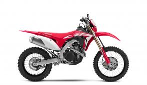 New 2019 HONDA CRF450X Honda’s CRF450X has long been the choice of Baja champions and woods pros—and riders who want the light weight and awesome power of a premium MX bike, but who also know that while MX machines are perfect for 30-minute motos, out in the big, bad, open-class real world you need a machine that can do more. That all-around excellent performance is what’s made the CRF450X always stand out, whether it’s in the winner’s circle in La Paz or out on your local trails. And for 2019, the CRF450X has been completely overhauled from the ground up—with lots of new upgrades, including an all-new aluminum frame and . . . wait for it . . . a six-speed transmission!