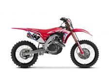New 2019 HONDA CRF450R WORKS EDITION Looking for the ultimate 450? Then check out our new CRF450R Works Edition. You get all the improvements of this year’s bike plus a special hand-ported cylinder head, black DID LT-X rims, an exclusive Yoshimura muffler, titanium nitride-coated lower fork legs and shock shaft, an RK gold chain, special ECU settings, black triple clamps, revalved suspension, a factory-spec gripper seat, and full-on HRC decals. The only thing missing is a factory contract!