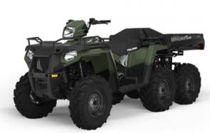 RIDE HARDER
Navigate tight corners and tough terrain with 9.5 travel with Independent Rear Suspension (IRS), 11.5 ground clearance and an integrated passenger system to keep you both comfortable and planted on all four tires all-day long.

Polaris sportsman 6x6 570 dumping a load of firewood
BUILT FOR BATTLE
Heavy-duty chassis, 44 HP ProStar® engine with dual overhead cams and Electronic Fuel Injection (EFI) to keep you moving in any weather. Add 1,500 lb towing, 1,115 lb payload capacity and 800 lb dumping rear box to be ready for anything.

Man plowing snow easily with a plow on his polaris sportsman 6x6 570 
DURABLE. RELIABLE. LEGENDARY TOUGH.
6x6 True On Demand AWD for ultimate traction, the Engine Braking System (EBS) with Active Descent Control (ADC), industry’s largest cargo system and high-volume 6.75 gal. fuel tank this Sportsman will never quit before you do.