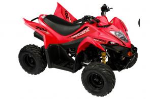 New 2020 KYMCO MONGOOSE 70S RED Designed for the youth rider. The ergonomic seat provides riders with the ease to move and shift around on the vehicle or get a better grip.