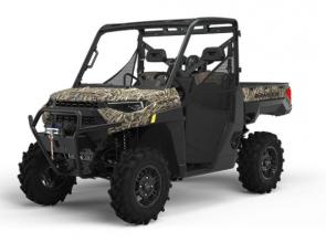 PRE-SALE ONLY--The best waterfowl spots are often the hardest ones to get to. Introducing the new RANGER XP 1000 Waterfowl Edition, purpose-built with added strength and capability to navigate flooded, muddy terrain to get to the duck blind with ease.
Key Features:
�	Class-leading 29� Pro Armor Mud XC tires maximize ground clearance and feature a specific tread design that provides a smooth ride on the trails and better traction in the mud.
�	High-clearance arched A-Arms offer 14� of ground clearance to pass over obstacles that are both wide and tall.
�	High-mount air intakes and clutch ducting allow clean, cool air to enter the engine and clutches when traversing deep water, while sealed winch and electrical components provide protection from water intrusion.
�	Prep the land and get out of tough situations with a Polaris PRO HD 4,500 lb winch that is high mounted for better accessibility in water and tall grass.
�	High-output LED headlights provide maximum lighting for getting to the duck blind in early mornings and setting up decoys.
�	The new waterfowl-specific camo is meticulously designed to mimic the nuances of waterfowl environments.
