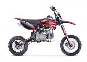 
 	ENGINE	 
 	Engine Type	YX™, Single Cylinder, 4 Stroke, Air Cooled
 	Displacement	124 cc
 	Bore x Stroke	54 mm x 54 mm
 	Rated Output	8.5 hp @ 7,500 rpm
 	Fuel Supply	Mikuni® Carburetor, 22 mm
 	Ignition	CDI
 	Starter	Kick
 	Transmission	4-up Manual
 	CHASSIS
 	Front Suspension	Hydraulic, Inverted
 	Rear Suspension	290 mm Mono Shock, 850 pounds/inch
 	Front Brake	Disc
 	Rear Brake	Disc
 	Front Wheel / Tire	Steel / 60/100 - 14
 	Rear Wheel / Tire	Steel / 80/100 - 12
 	Frame	Double Bar Steel Frame w/ Sub-frame
 	Swingarm	Steel, Straight Type
 	DIMENSIONS	 
 	Wheelbase	48 inches
 	Seat Height	32 inches
 	Ground Clearance	12 inches
 	Fuel Tank	1.45 gallons
 	Weight	157 pounds
 	L x W x H	66 x 29.5 x 43 inches
 	OTHER	 
 	Colors	Black, White
 	Warranty	30-day (Parts Only) Limited Warranty Coverage
