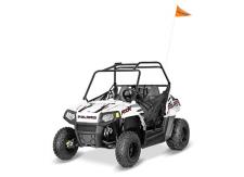 New 2018 POLARIS RZR 170 EFI BRIGHT WHITE INDY RED If They Like to Ride, They’ll Love to Drive. As the industry’s only youth side-by-side, the RZR® 170 EFI is designed to give kids 10 years and older the joy of driving while providing safety features parents will love.
Ages 10+
Electronic Fuel Injection
Parent Adjustable Speed Limiting
Seat Belt & Safety Nets
Protective Cage
Tilt Steering
Adjustable Seat
Comes Standard with 2 Youth Helmets and Training DVD