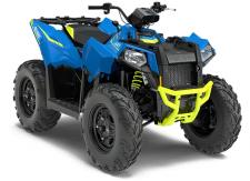 New 2018 POLARIS SCRAMBLER 850 VELOCITY BLUE The Scrambler® 850 delivers power and race-proven sport performance to satisfy your need for speed. With a high-output 78 HP engine, sport-tuned rolled independent rear suspension, stainless steel exhaust, and 26 aggressive CST Tires with 14 steel rims, you’ll be ready to dominate the off-road.
Front & Rear Racks for 75 lb. Total Capacity
Sport Tuned Rolled Independent Rear Suspension (IRS)
11.5 of Ground Clearance
High-Mount Stainless Steel Dual Exhaust Pipes
26 Aggressive CST Tires with 14 Steel Rims