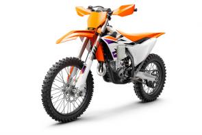 The 2024 KTM 450 XC-F rolls into the pits already armed with the learnings of past championships, blistering with an arsenal of fresh weaponry like all-new Close Cartridge spring forks and dedicated cross-country settings. Being the leading 4-Stroke in the Cross Country division for years, the KTM 450 XC-F once again brings its undeniable READY TO RACE spirit to the starting line with a relentless assault on the podium. With its proven track record, sledgehammer-like power, and insane handling, it can only mean one thing - its time to extend the trophy room.