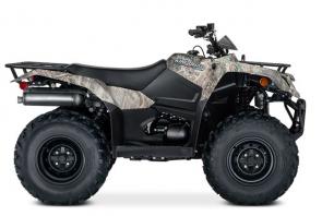 The 2022 Suzuki KingQuad 400FSi Camo features a five-speed manual-shift transmission and semi-automatic clutch for those who favor a bit sportier performance. It cranks out an impressive amount of torque and has an incredibly wide power band for exceptional performance on the trail or on the job. A high-performance iridium spark plug and refined Pulsed-secondary AIR-injection (PAIR) system help provide outstanding fuel efficiency, clean emissions, and great performance.