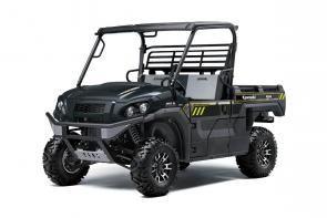 The Kawasaki MULE PRO-FXR™ side x side highlights the “play” side of the Kawasaki MULE™ PRO Series. With its compact size, high-capacity engine and three-passenger seating, the MULE PRO-FXR is ready to put in the work and cut loose when the chores are done.