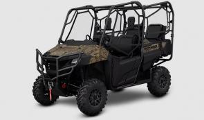 THE GET ‘ER DONE SxS
The biggest difference between our Honda Pioneer 700 and the Pioneer 700-4? The 700-4 features our exclusive in-bed QuickFlip® seating. It lets you carry two passengers safely in the bed, and when you don’t need the seats they fold flat for a tilt bed that’s super versatile. And for 2024 the Pioneer 700-4 even comes in three great trim levels: our “standard” model (if you can call a SxS with this many features “standard”), the Pioneer 700-4 Deluxe (with Electric Power Steering, paddle shifters, aluminum wheels, bed lights, and a 12-volt accessory outlet) and our Pioneer 700-4 Forest edition (with a pre-installed Warn VRX45 Winch, Electric Power Steering, paddle shifters, aluminum wheels, more under-dash storage, and much more). All three feature tilt beds and the same 675cc engine.