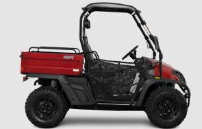 	ENGINE	 
 	Engine Type	Single Cylinder, 4 Stroke, Water Cooled
 	Displacement	390.8 cc
 	Compression Ratio	10 : 1
 	Rated Output	22.8 hp @ 6,500 rpm
 	Rated Torque	22.1 lb·ft @ 5,000 rpm
 	Fuel Supply	EFI
 	Drive System	4WD; Rear Locking Differential
 	Transmission	Automatic w/ CVT (L-H-N-R-P)
 	CHASSIS
 	Front Suspension	Macpherson Strut
 	Rear Suspension	Dual A-arm
 	Front Brake	Dual Disc
 	Rear Brake	Disc
 	Front Wheel / Tire	Aluminum / AT25x8 - 12
 	Rear Wheel / Tire	Aluminum / AT25x10 - 12
 	Frame	Steel
 	DIMENSIONS	 
 	Wheelbase	71.6 inches
 	Ground Clearance	10.2 inches
 	Fuel Tank	4.80 gallons
 	Weight	1135.4 pounds
 	Cargo Bed	36.6 x 50 x 11.8 inches
 	Bed Capacity	440 pounds
 	Towing Capacity	1000 pounds
 	L x W x H	103.3 x 58.3 x 76.4 inches
 	OTHER	 
 	Colors	Red, Blue, Green
 	Warranty	12-month Limited Warranty Coverage
